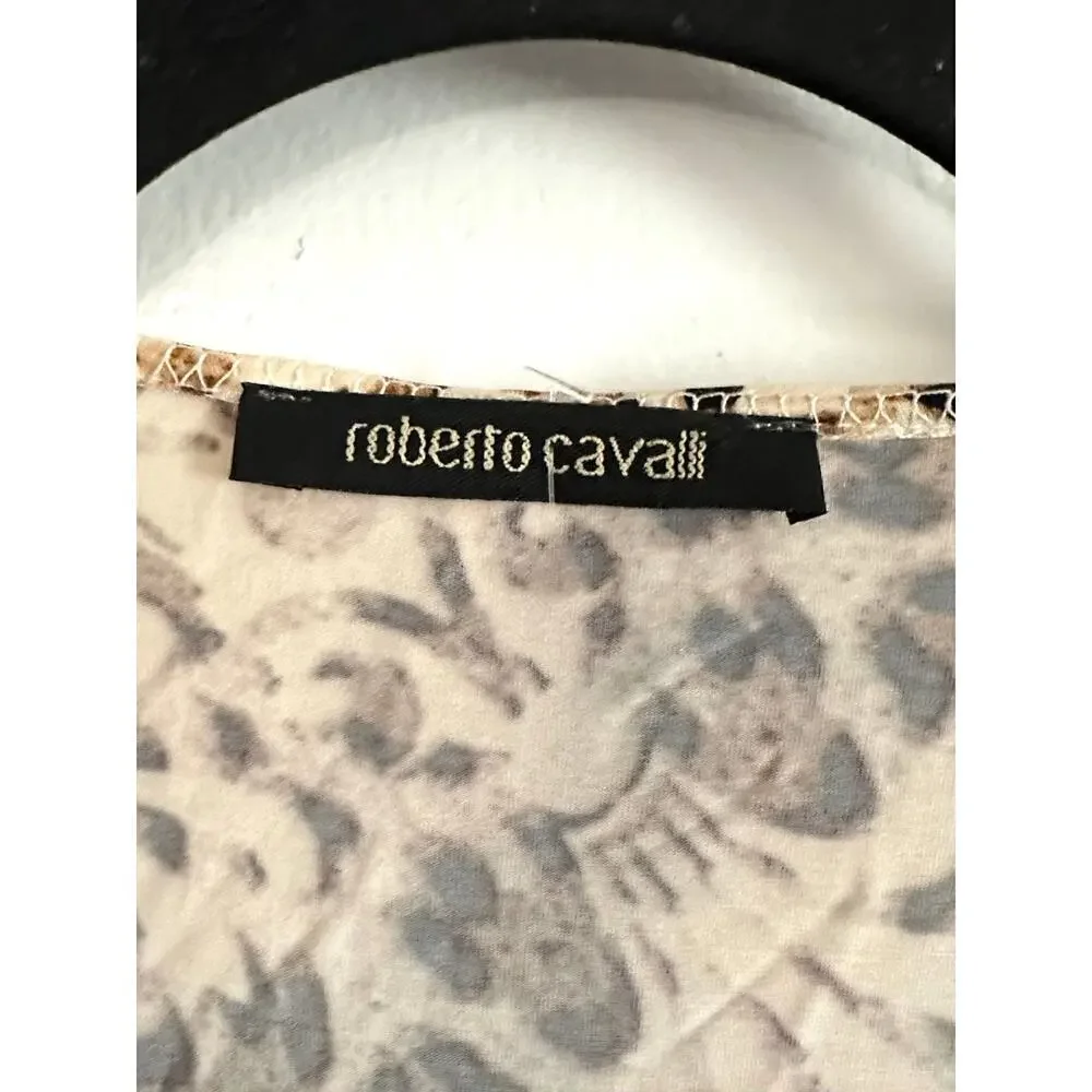 ROBERTO CAVALLI Leopard Floral Animal Snake Print Dress Gold Python Hardware - M - Picture 4 of 11